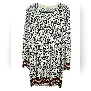 See By Chloe Women's Long-sleeved Leopard Print Sweater Dress Black Red